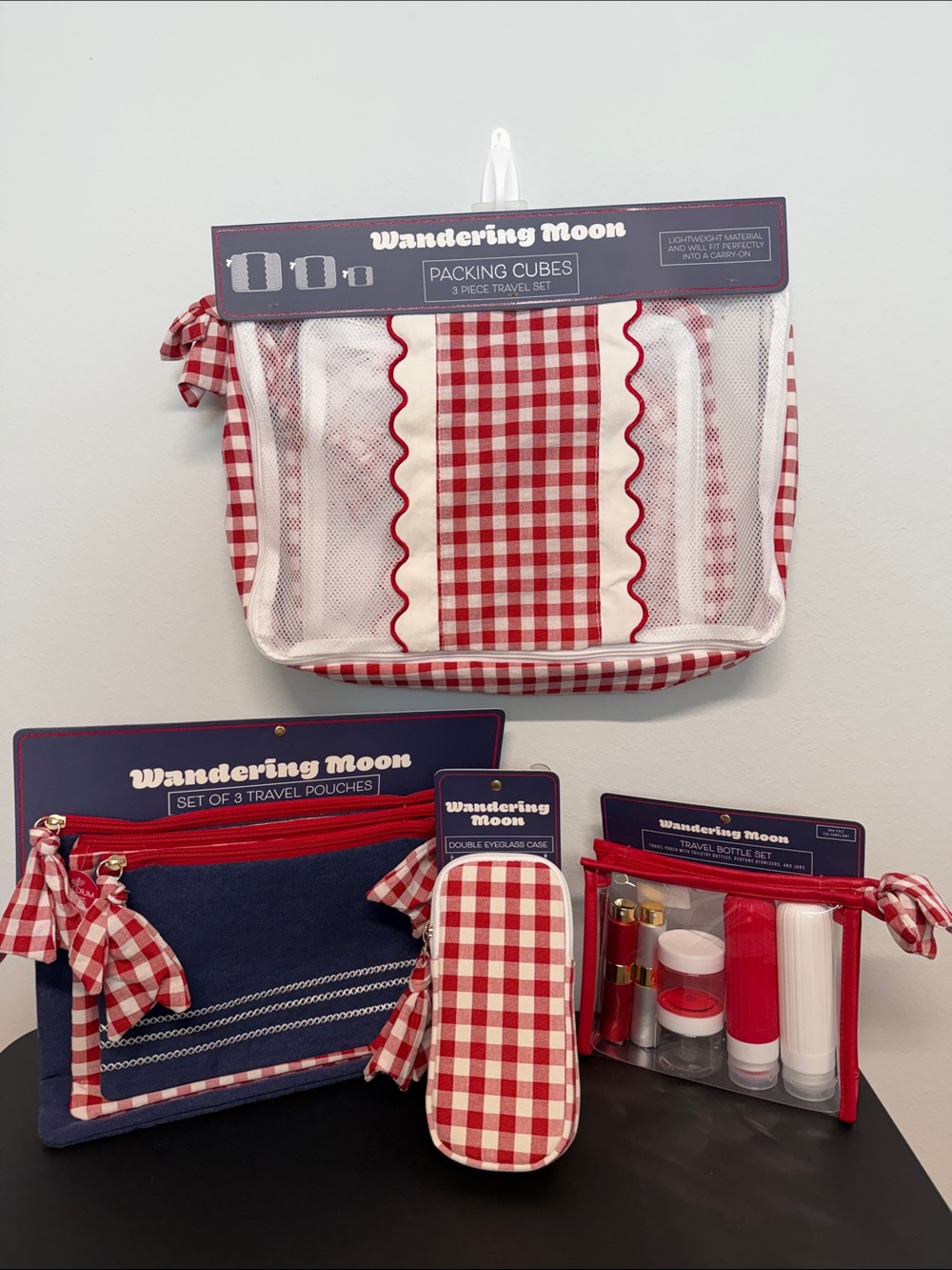 Wandering Moon | Red Gingham Travel Packing Set (14 pc) ♥️